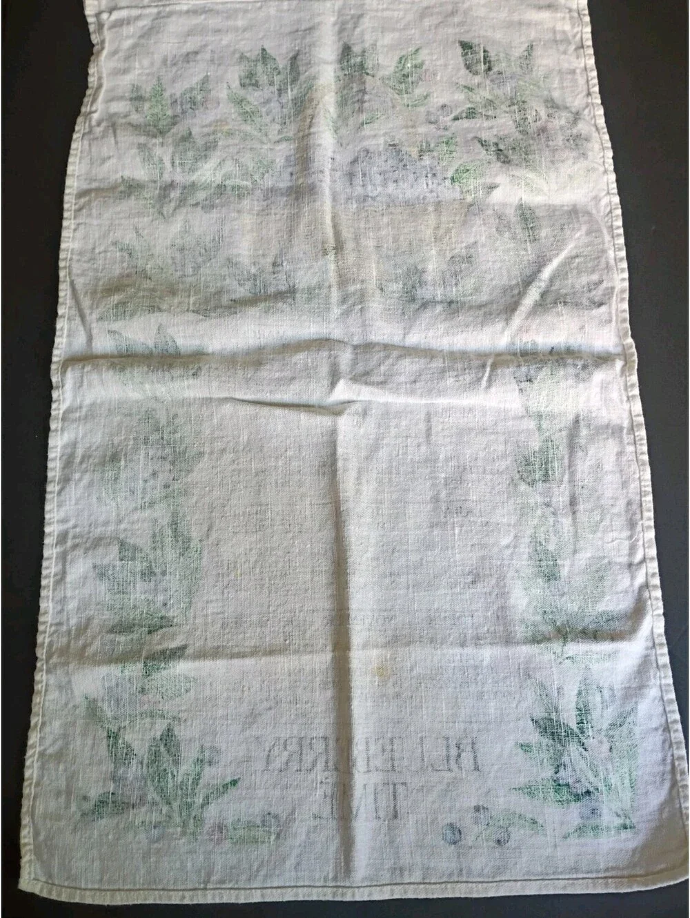 Vintage Y2K Linen Tea Towel Calendar Wall Hanging 1995 Blueberry Time Basket